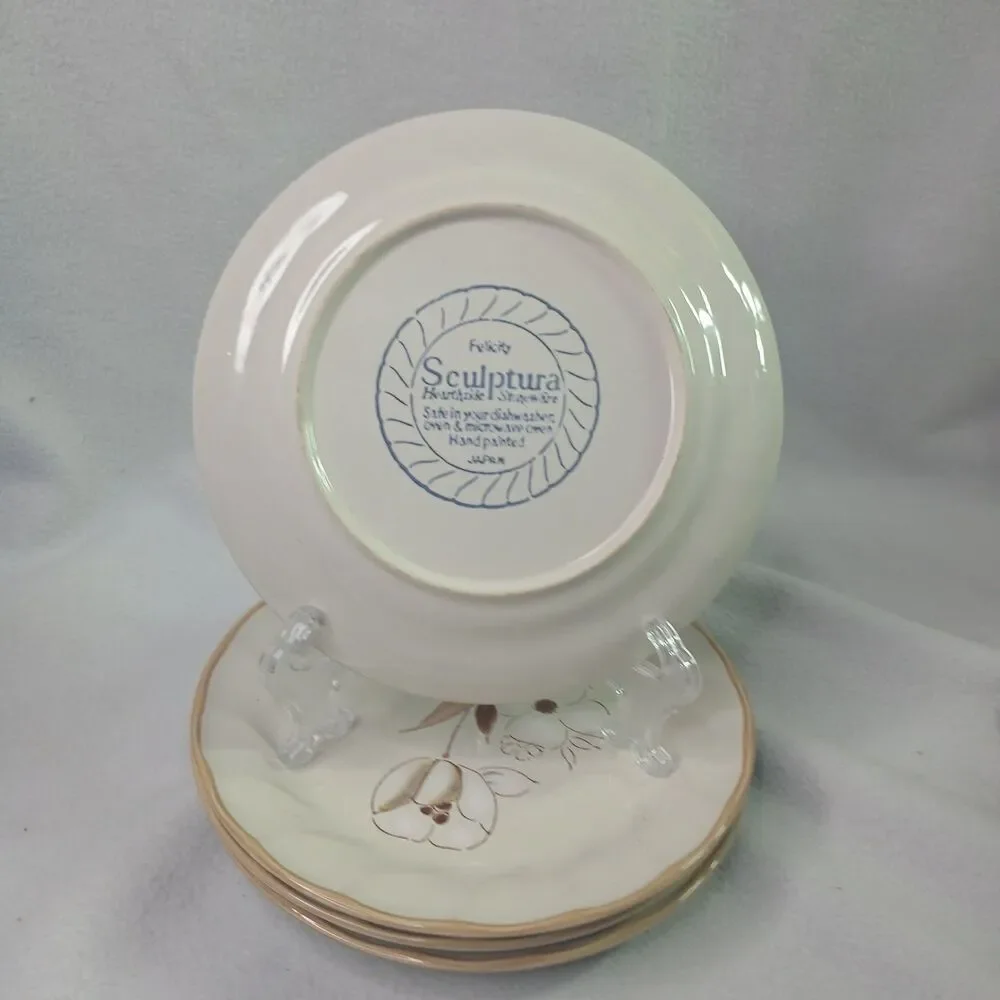 Sculptura Hearthside Stoneware Felicity 4 Salad Luncheon Plates 7.75